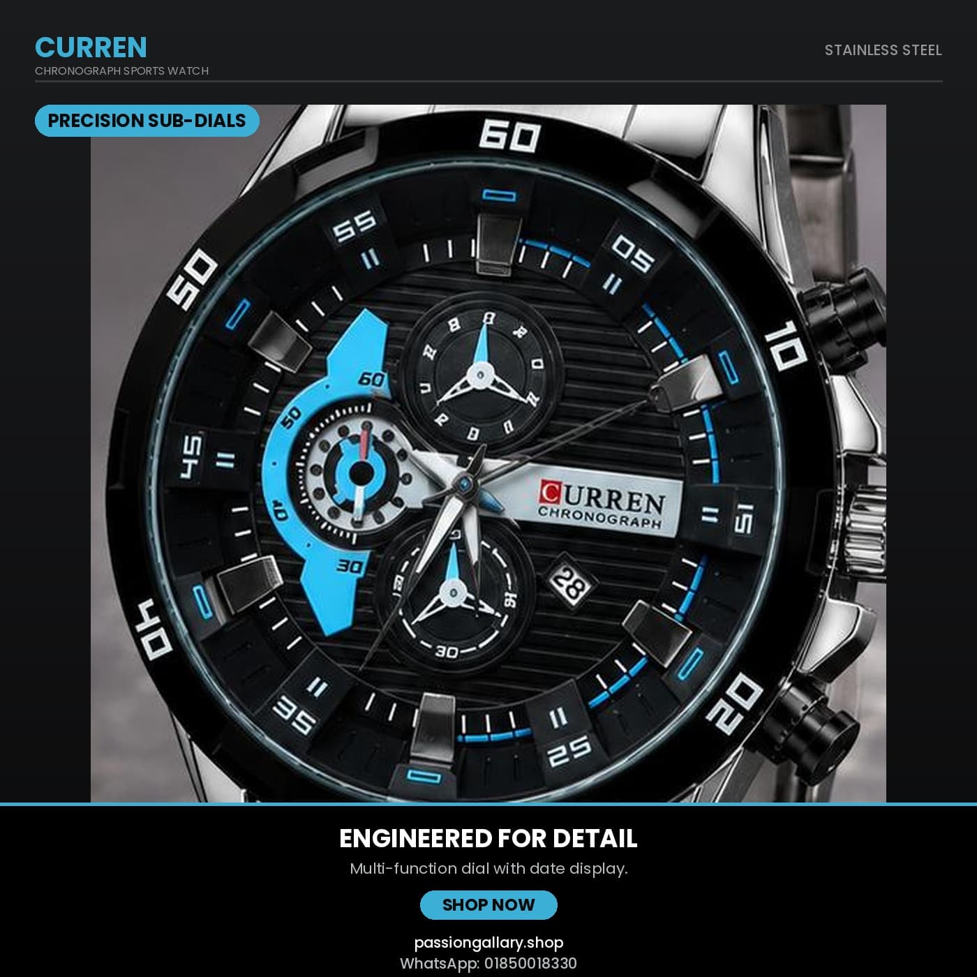 Curren 8402 Chronograph Men’s Watch-Code: 4875 4