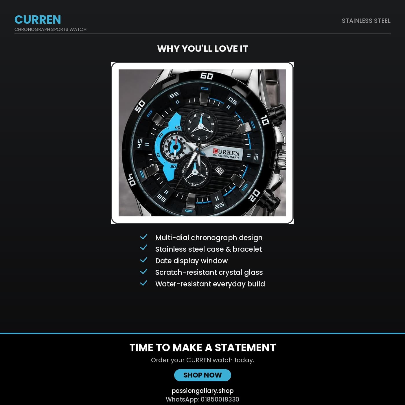 Curren 8402 Chronograph Men’s Watch-Code: 4875 6