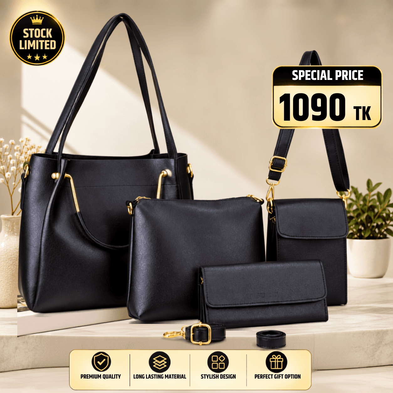 🔹Primium 4Pc Combo Set-Black 2
