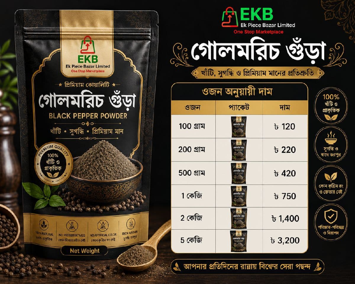 đ¤ EKB āĻā§āϞāĻŽāϰāĻŋāĻ āĻā§āĻā§āĻž (Black Pepper Powder)