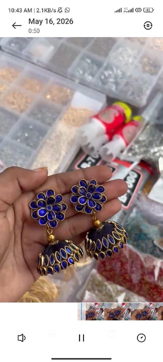 Blue Stone Jhumka Earring