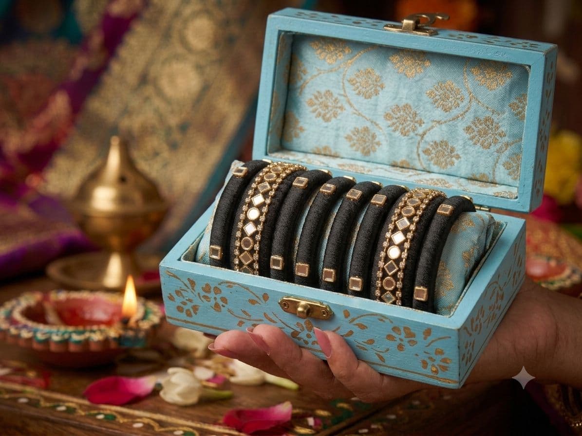রেশমি সুতা ও কুন্দনের চুড়ি