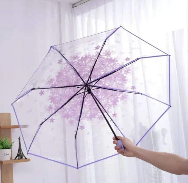 Transparent Cherry Blossom Folding Umbrella