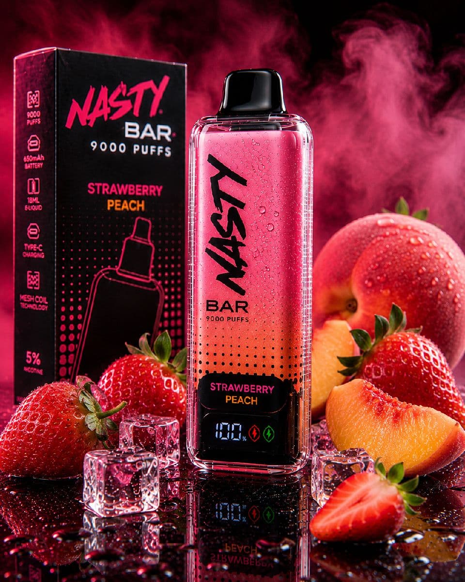 Nasty Bar 9000 Puffs Disposable Vape - Strawberry Peach