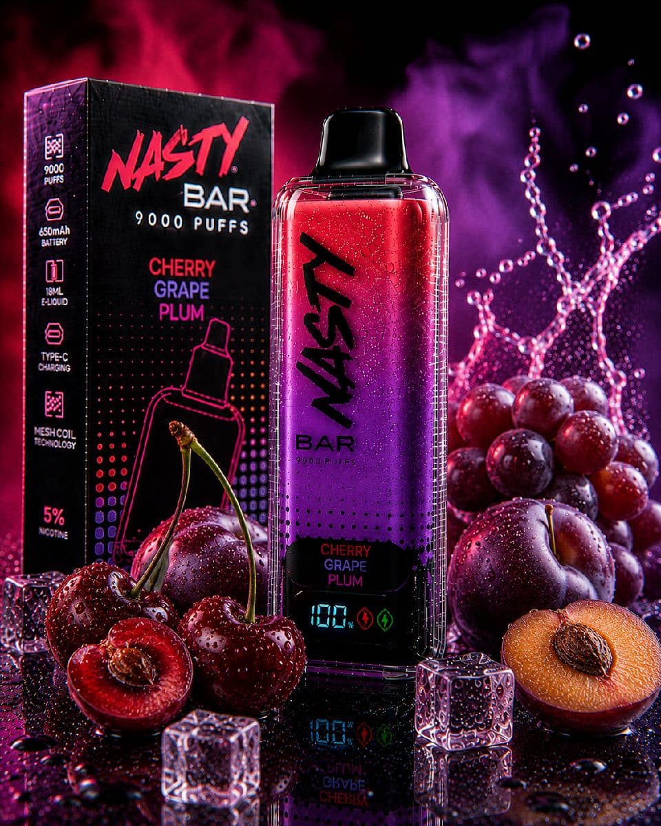 Nasty Bar 9000 Puffs Disposable Vape - Cherry Grape Plum