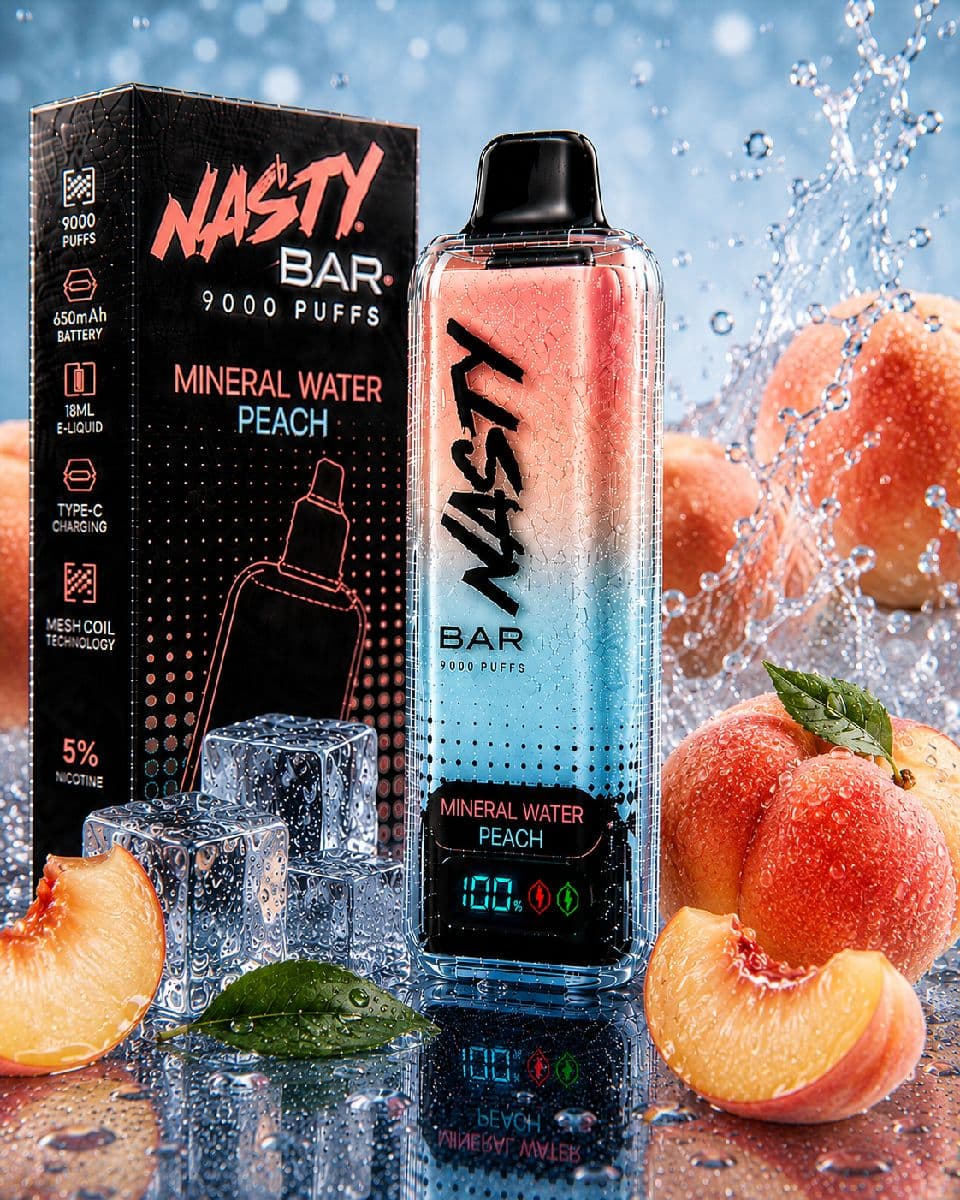 Nasty Bar 9000 Puffs Disposable Vape - Mineral Water Peach