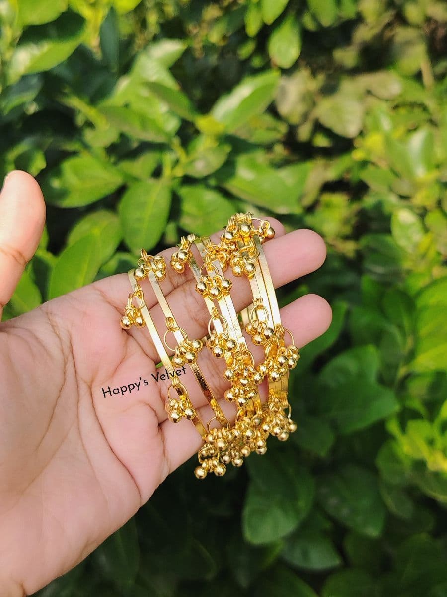 Premium Golden Ghungroo Bangle Set for Women