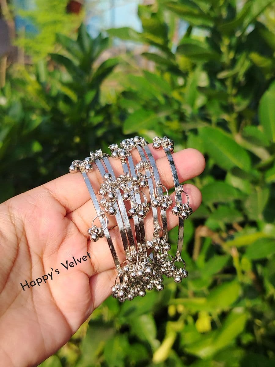Premium Silver Ghungroo Bangle Set for Women