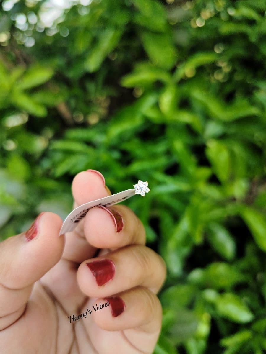 Golden Flower Nose Pin with Shinny White Stones