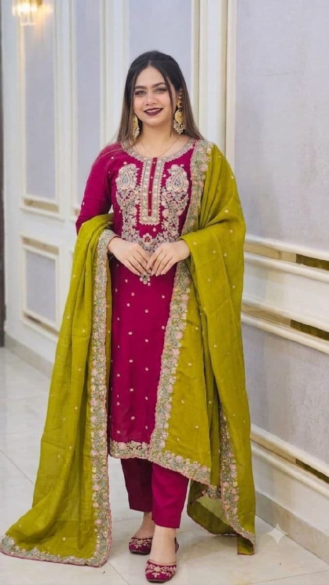 Sequence Embroidery Three Piece