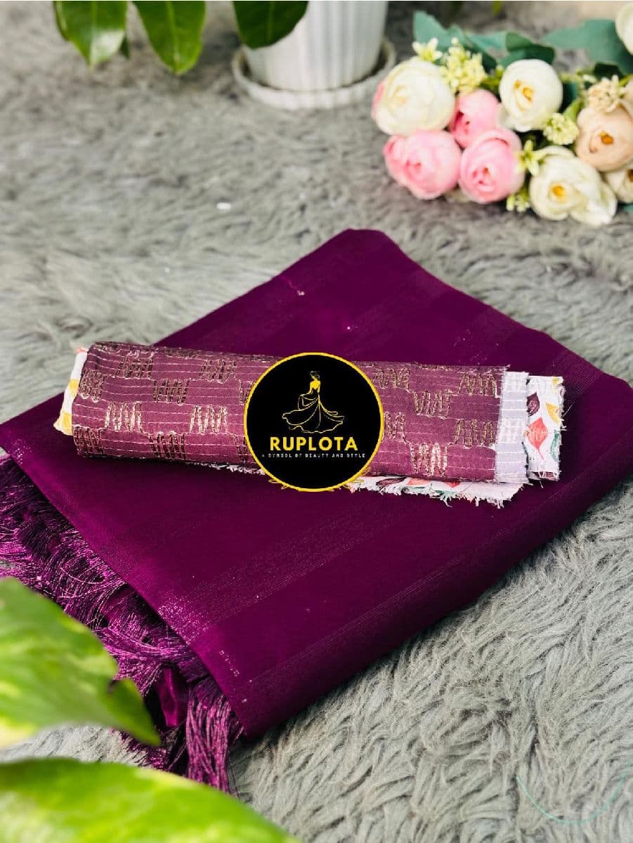 ইন্ডিয়ান জর্জেট শাড়ি — ব্লাউজ পিসসহ, কাবা জর্জেট