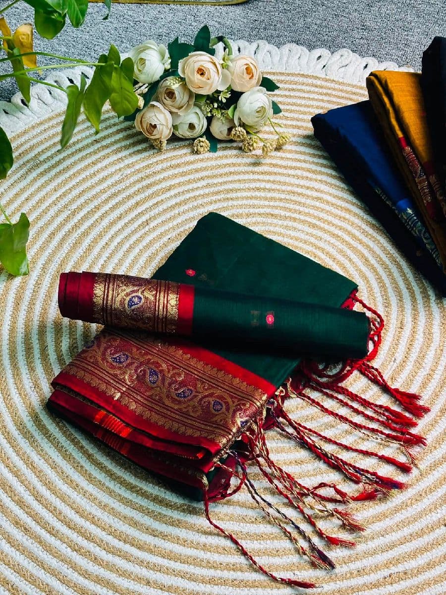 অরিজিনাল বুটি মসলাই কটন শাড়ি — ব্লাউজ পিসসহ