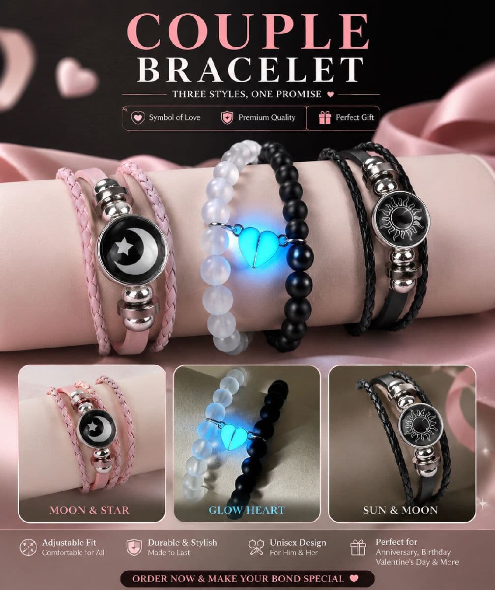 💑 Trendy Couple Sun & Moon Bracelet 🌙☀️