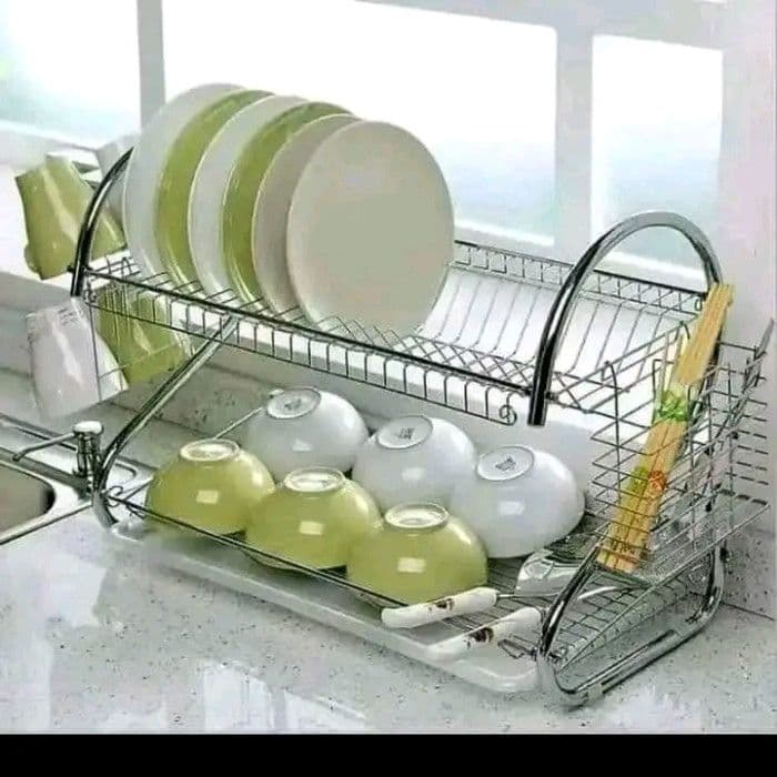 2 Layer Stainless Steel Dish Drainer