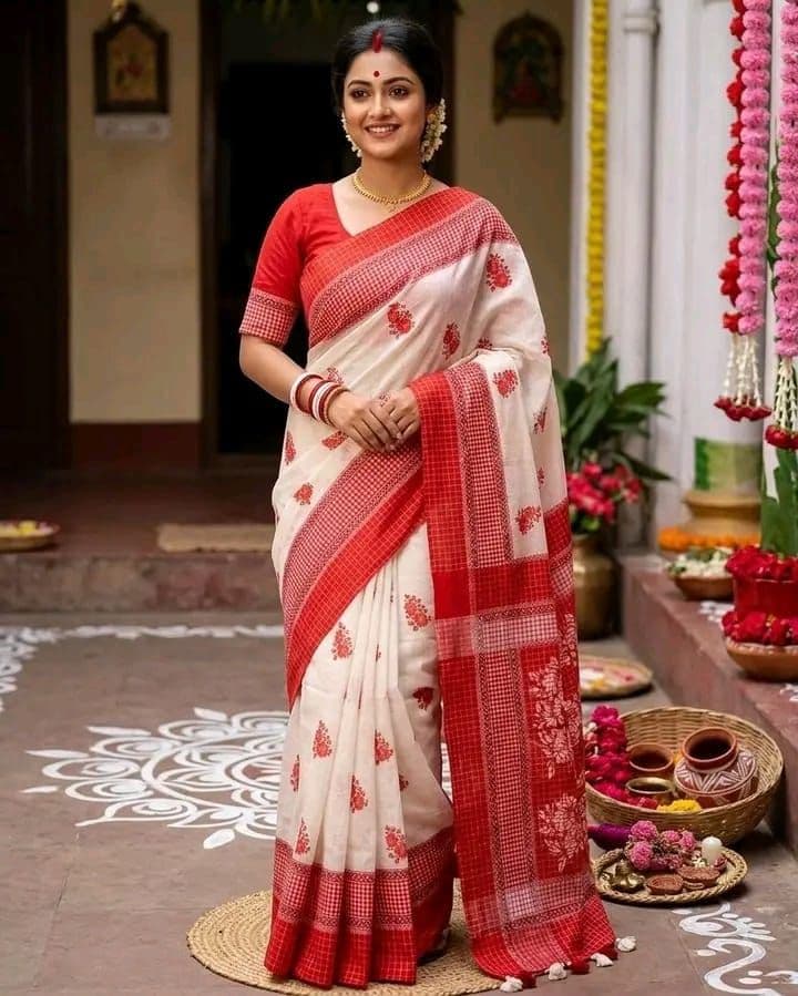হাফসিল্ক আফসান প্রিন্ট শাড়ি