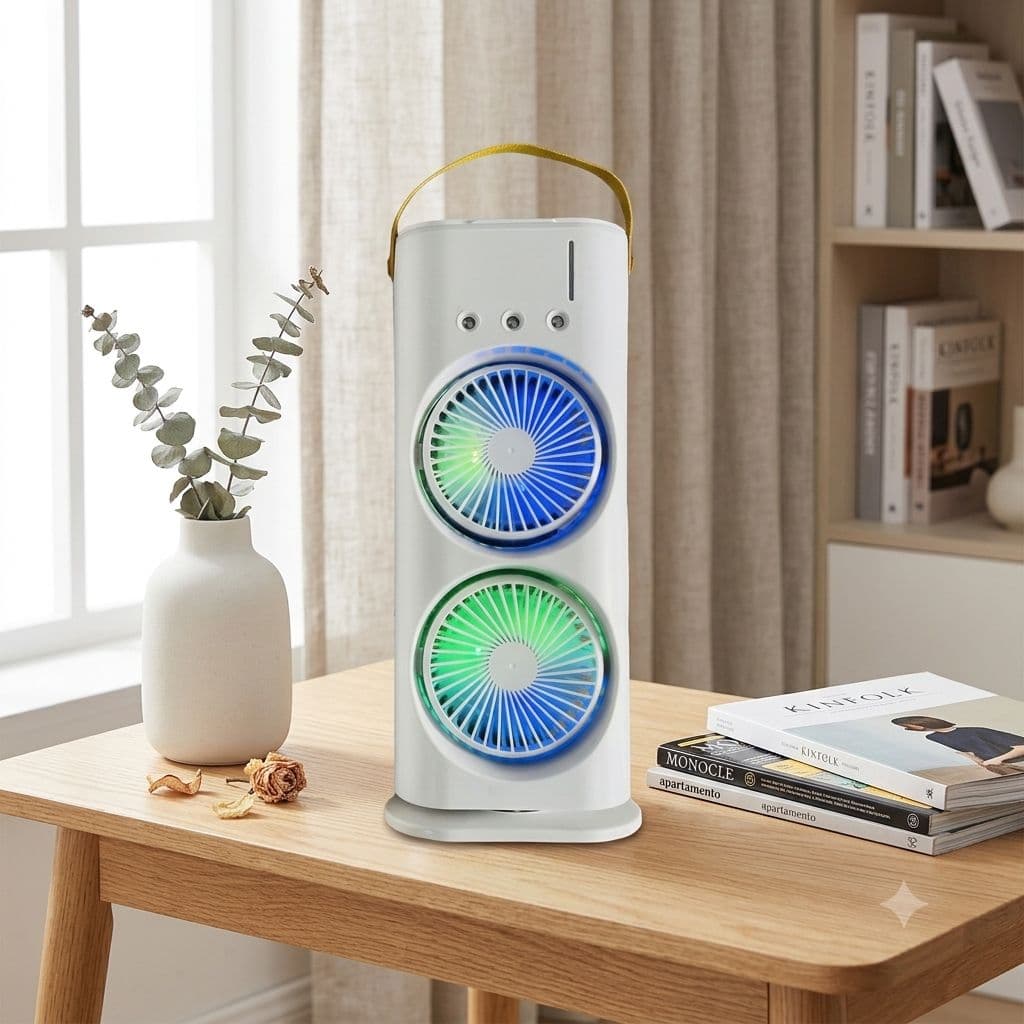 Double-Headed Air Cooler Mist Fan (Rechargeable)