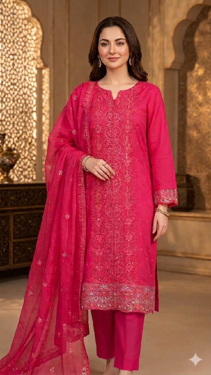 Cotton Unstitched Three Piece