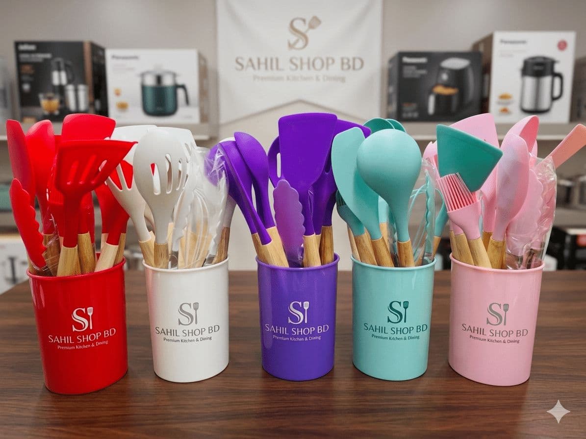 12 Pcs Wooden & Silicone Kitchen Utensil Set