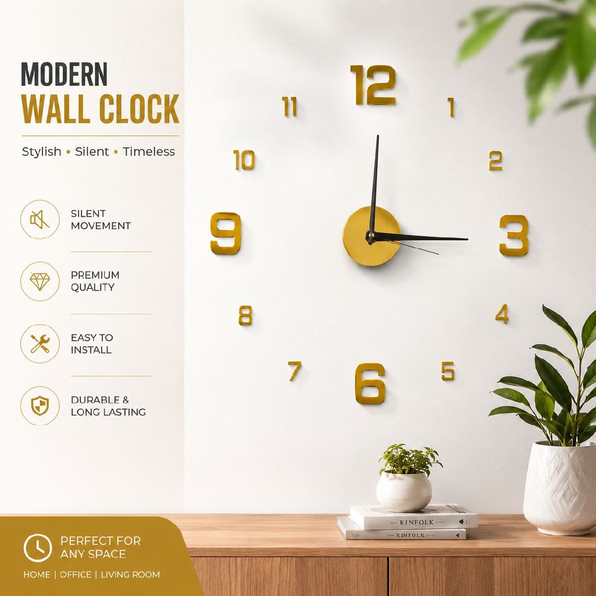 3D DIY Frameless Wall Clock