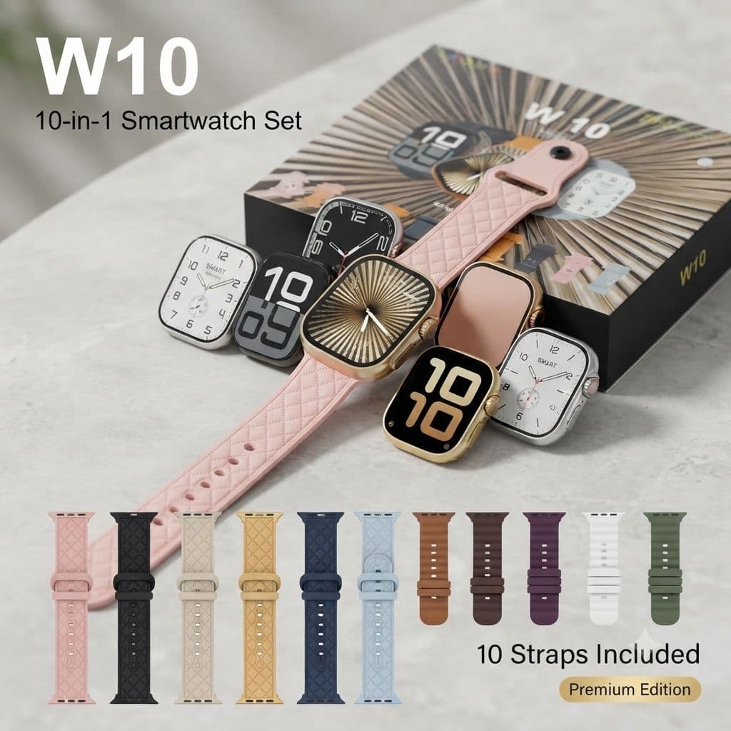 W10 Smart Watch (45mm) – 10 Strap Edition আপনার স্টাইল, আপনার পছন্দ – প্রতিদিন নতুন লুক!