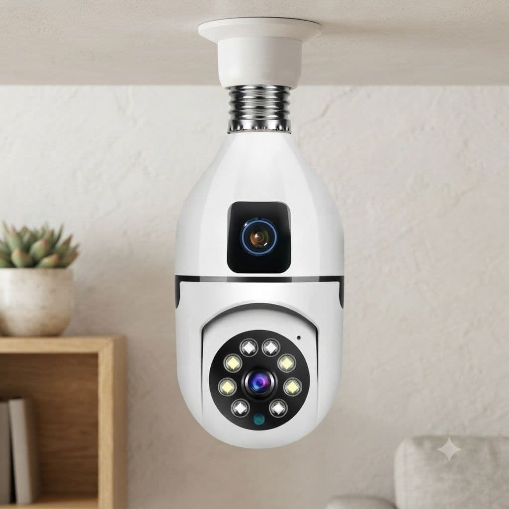 লাইটের মতো ঝুলবে, ঘরের নিরাপত্তা রাখবে! 💡 V380 Dual Lens 360° PTZ Bulb WiFi Camera