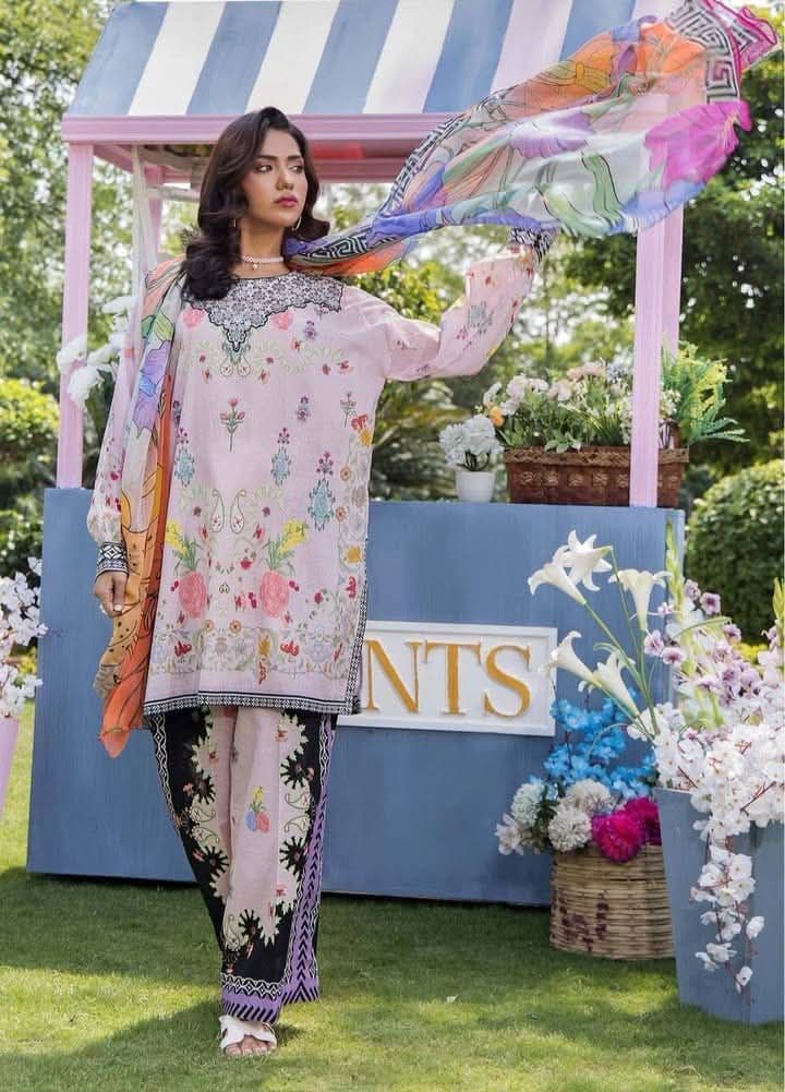 Za Clothes Za Prints Unstitched Three-Piece – Silk Dupatta