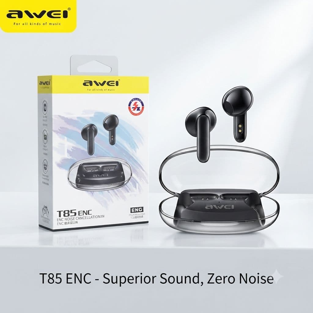 Awei T85 ENC Wireless Bluetooth 5.3 Earbuds – প্রিমিয়াম সাউন্ড ও লং-লাস্টিং ব্যাটারি ব্যাকআপ!