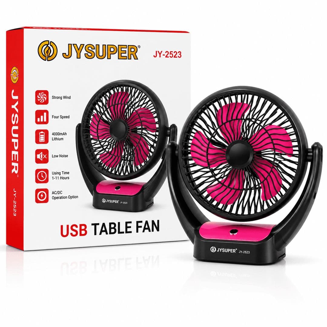 JYSUPER JY-2523 USB Rechargeable Table Fan