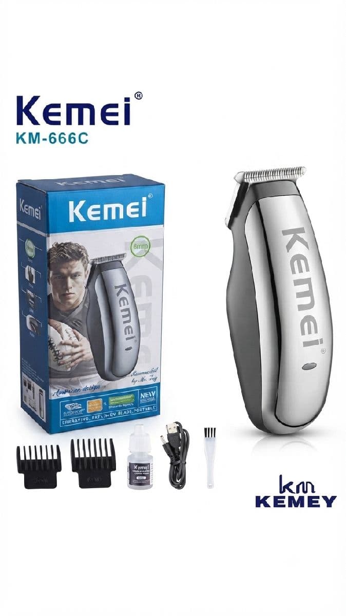 Kemei KM-666C Mini Portable USB Rechargeable Hair & Beard Trimmer - মিনি পোর্টেবল হেয়ার ও বেয়ার্ড ট্রিমিং সলিউশন