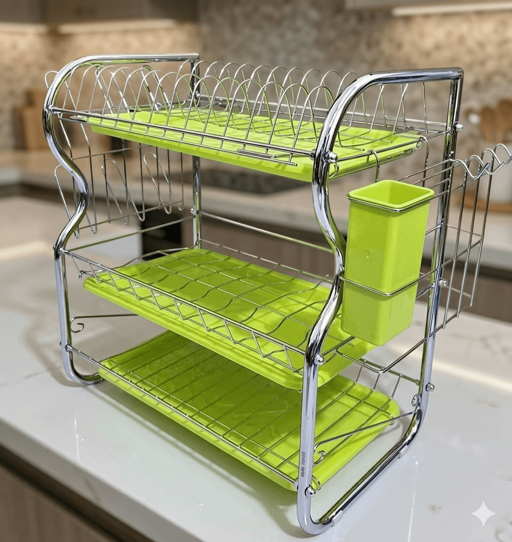 Premium Quality 3 layer kitchen rack green