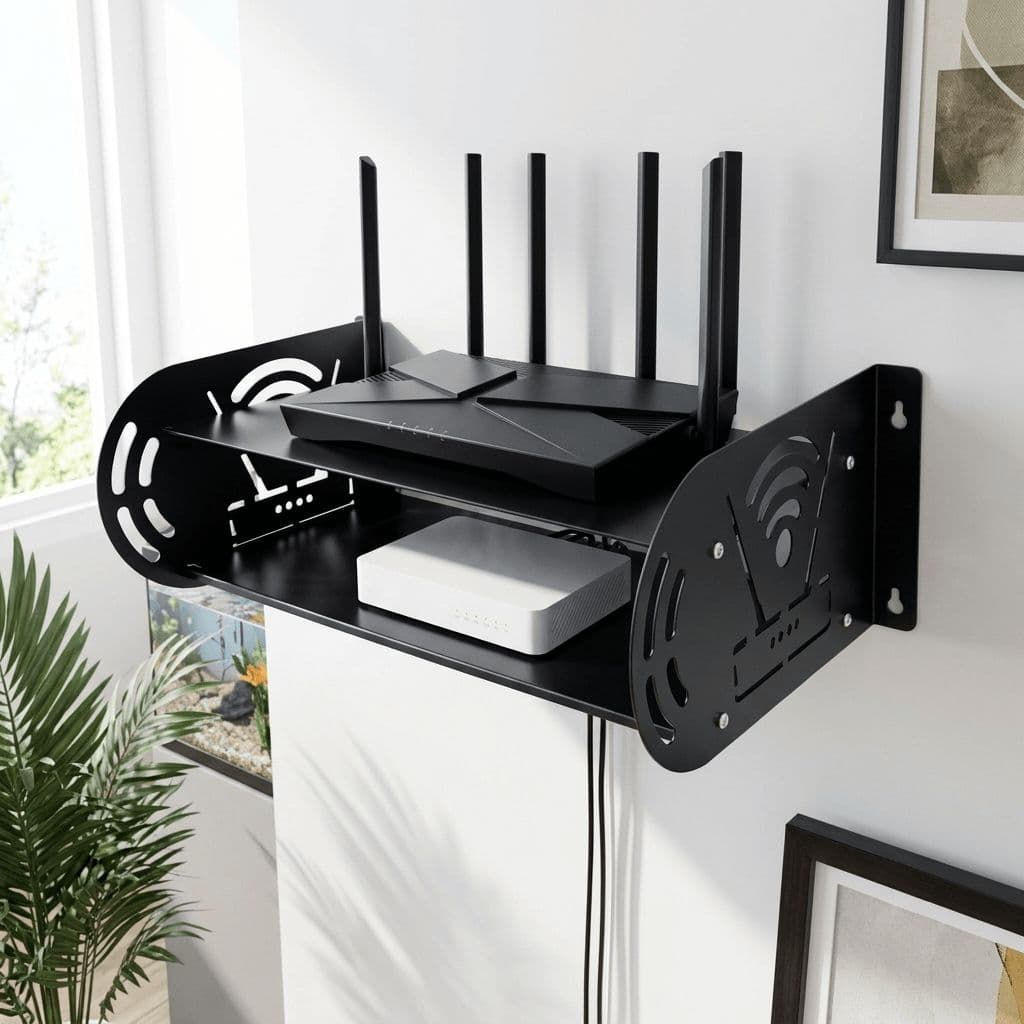 Premium Wall Mounted Router Stand Black color