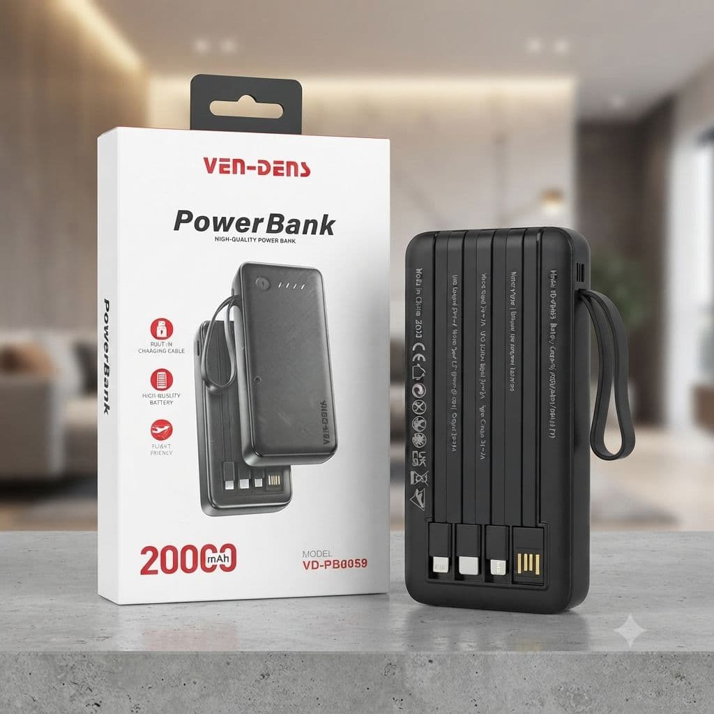 Ven-Dens VD-PB059 ২০,০০০mAh ১৮W ফাস্ট চার্জিং পাওয়ার ব্যাংক
