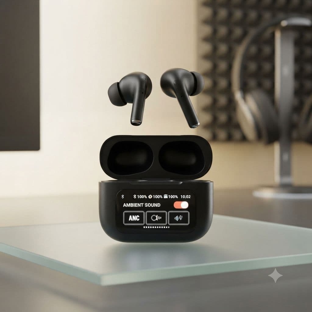 A9 Pro Smart Screen ANC Wireless Earbuds – প্রিমিয়াম ইন-ইয়ার ব্লুটুথ হেডফোন