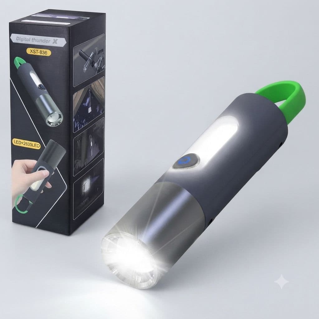 XST 836 বহুমুখী রিচার্জেবল ফ্ল্যাশলাইট ও টেবিল ল্যাম্প (1000 লুমেনস)