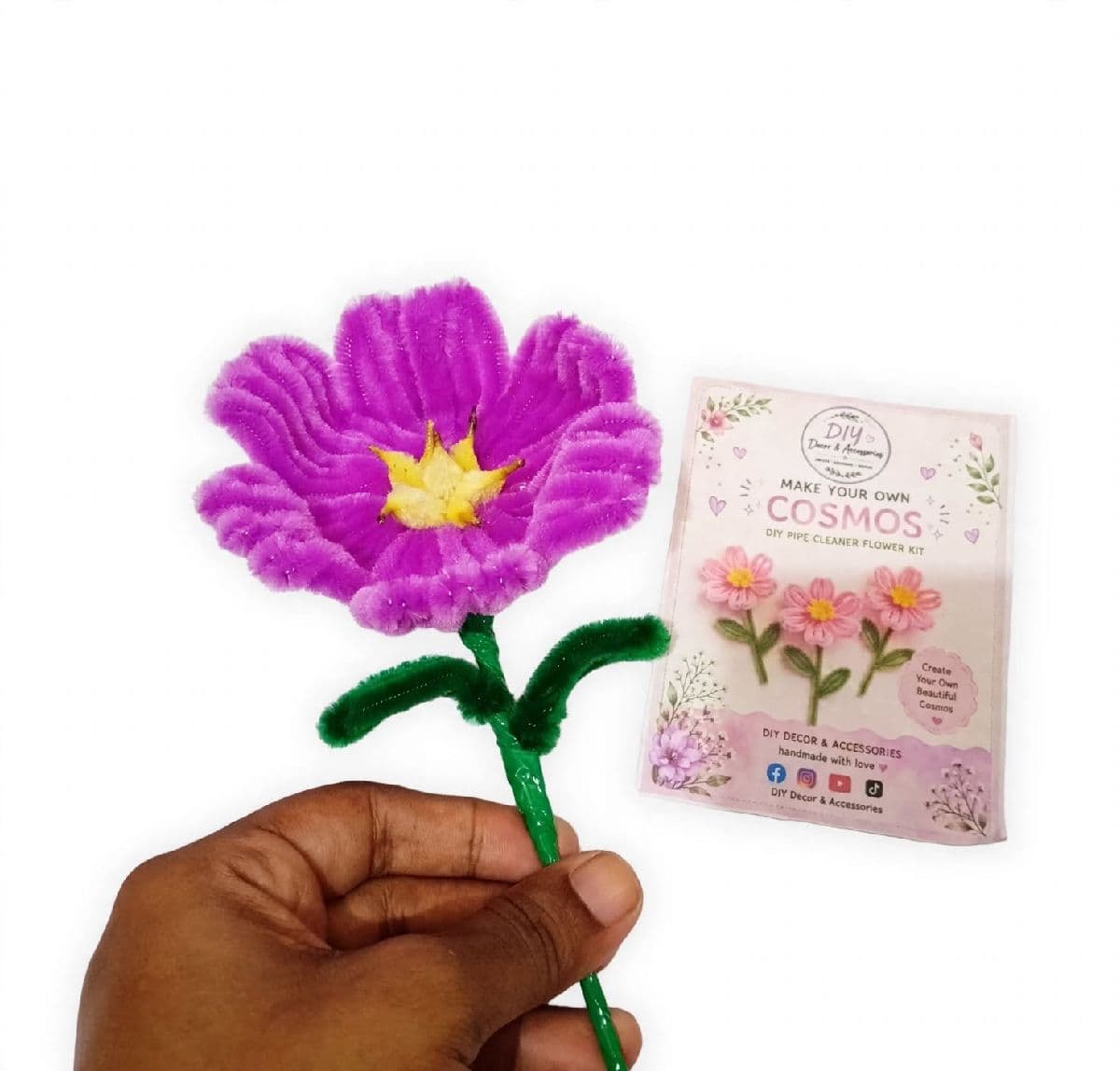 🌸 হাতে বানানো সুন্দর পাইপ ক্লিনার Cosmos Flower DIY Kit 💜