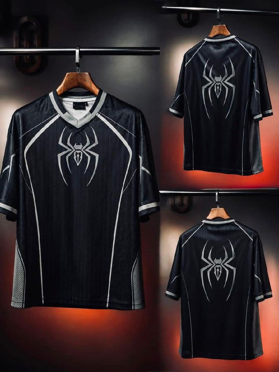 🕷️🔥 Viral Spiderman Design Mash Semi Drop Shoulder T-Shirt!