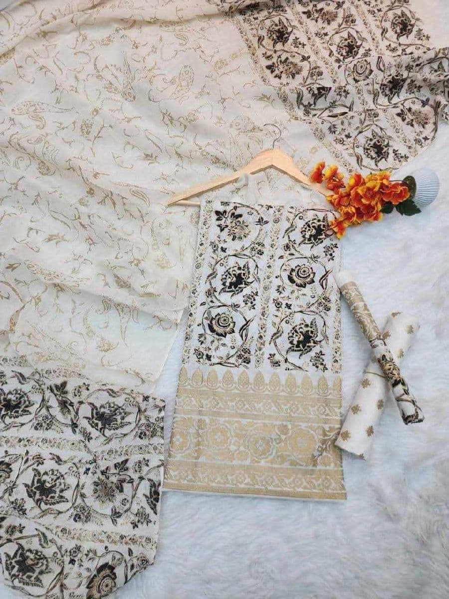 PREMIUM KHADDI COTTON SCREEN PRINT UNSTITCH 3PIC