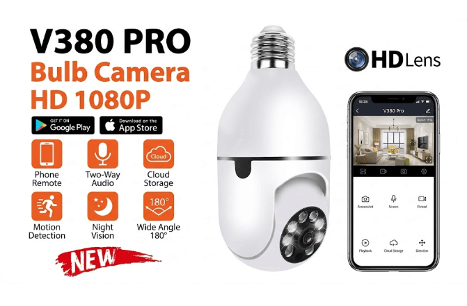 V380 3MP E27 Bulb WIFI Cc Camera