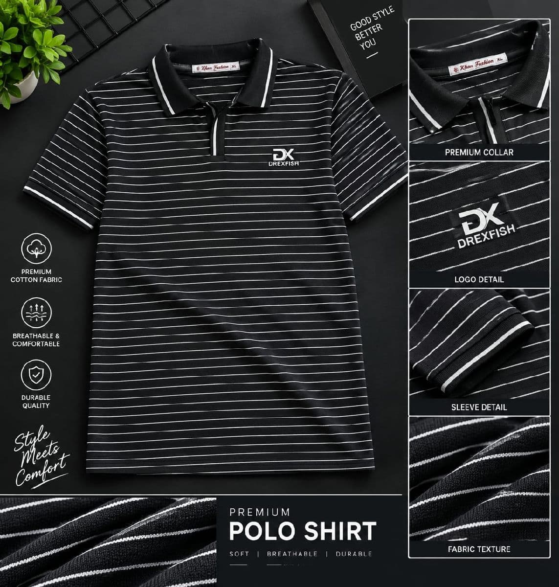 Trendy China Stripe V Neck Polo