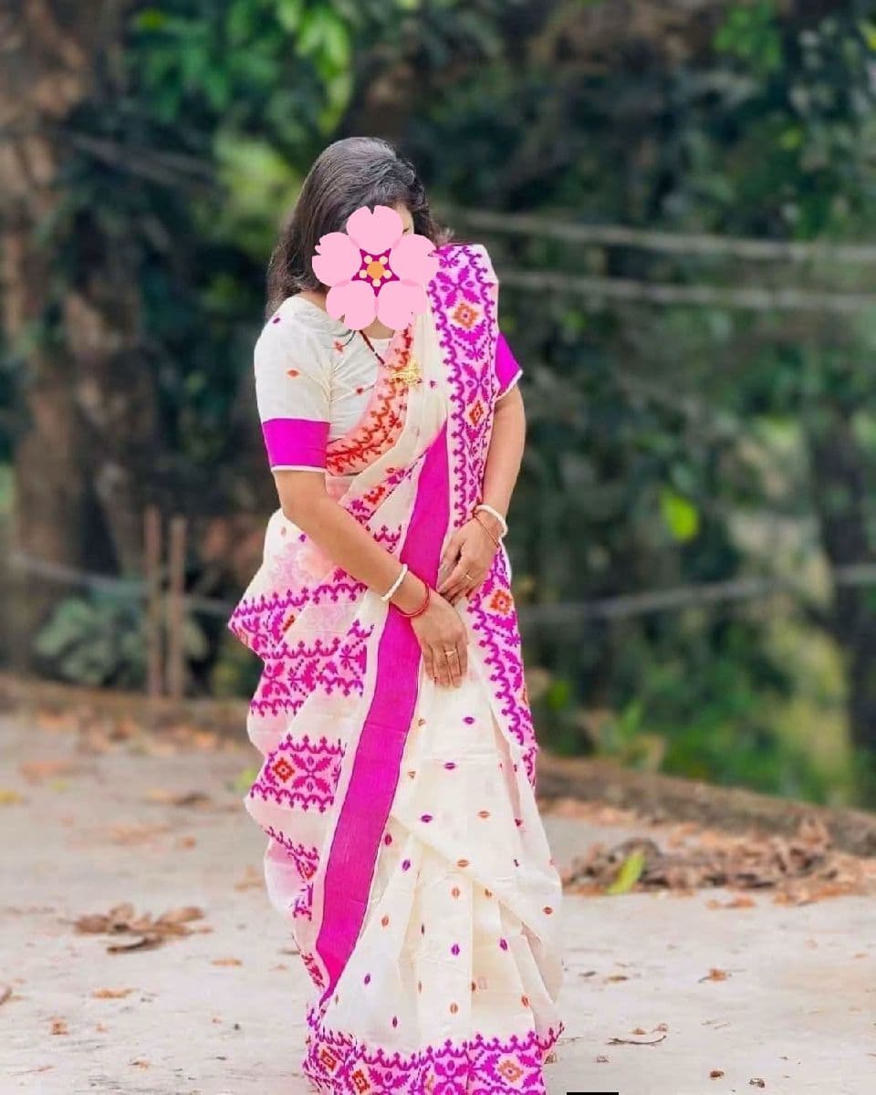 Half silk Screen Print Saree